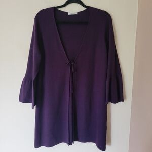 Windsmoor Long Purple Tie Front Ruffle Sleeve Cardigan Goth Witchy